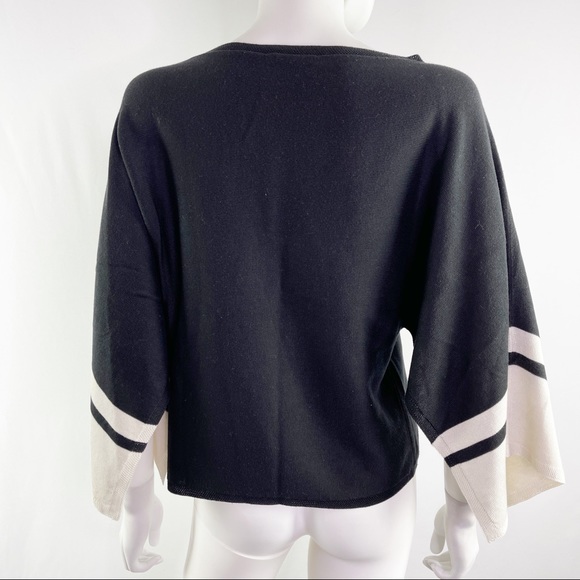 Eileen Fisher Size XXS Black Rib Knit Slit Sleeve Sweater Top Lyocell Silk Blend - Picture 8 of 10